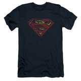 Superman S Shield Rough Adult 30/1 T-Shirt Navy