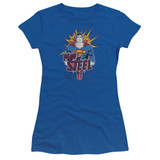 Superman Steel Pop Junior Women's Sheer T-Shirt Royal Blue