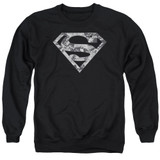 Superman Urban Camo Shield Adult Crewneck Sweatshirt Black