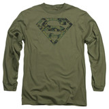 Superman Marine Camo Shield Adult Long Sleeve T-Shirt Military Green