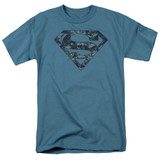 Superman Navy Camo Shield Adult 18/1 T-Shirt Slate