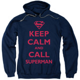 Superman Call Superman Adult Pullover Hoodie Sweatshirt Navy