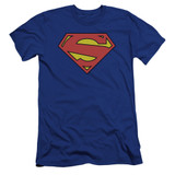 Superman New 52 Shield Premium Canvas Adult Slim Original 30/1 T-Shirt Royal Blue