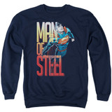 Superman Steel Flight Adult Crewneck Sweatshirt Navy
