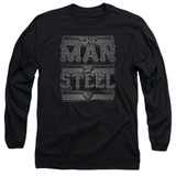 Superman Steel Text Adult Long Sleeve T-Shirt Black