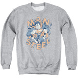 Superman Coming Through Adult Crewneck Sweatshirt Athletic Heather