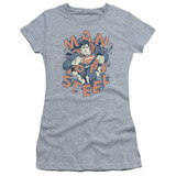 Superman Coming Through Junior Women's Sheer T-Shirt Athletic Heather