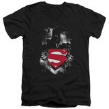 Superman Darkest Hour Adult V-Neck T-Shirt Black