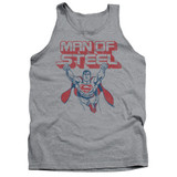 Superman Steel Retro Adult Tank Top T-Shirt Athletic Heather