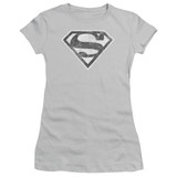 Superman Grey S Junior Women's Sheer T-Shirt Silver