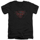 Superman Brick S Adult V-Neck T-Shirt Black