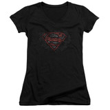 Superman Brick S Junior Women's V-Neck T-Shirt Black