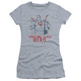 Superman Working Class Junior Women's Sheer T-Shirt Athletic Heather