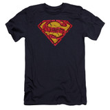 Superman Shattered Shield Premuim Canvas Adult Slim Fit 30/1 T-Shirt Navy