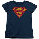 Superman Shattered Shield Women's T-Shirt Navy