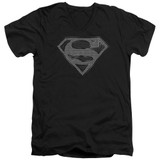 Superman Chainmail Adult V-Neck T-Shirt Black