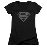 Superman Chainmail Junior Women's V-Neck T-Shirt Black