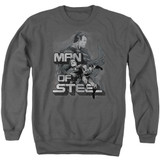 Superman Steel Poses Adult Crewneck Sweatshirt Charcoal