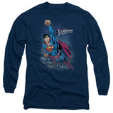 Superman Twilight Flight Adult Long Sleeve T-Shirt Navy