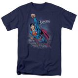 Superman Twilight Flight Adult 18/1 T-Shirt Navy