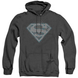 Superman Checkerboard Adult Heather Hoodie Sweatshirt Black