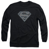 Superman Checkerboard Adult Long Sleeve T-Shirt Black