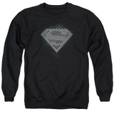Superman Checkerboard Adult Crewneck Sweatshirt Black