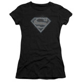 Superman Checkerboard Junior Women's Sheer T-Shirt Black