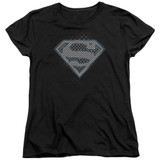 Superman Checkerboard Women's T-Shirt Black