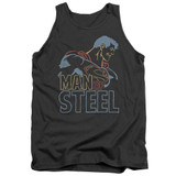 Superman Colored Lines Adult Tank Top T-Shirt Charcoal