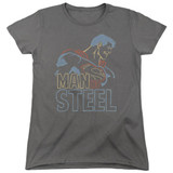 Superman Colored Lines Women's T-Shirt Charcoal