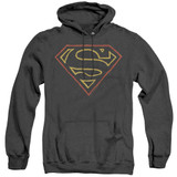 Superman Colored Shield Adult Heather Hoodie Sweatshirt Black