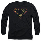Superman Colored Shield Adult Long Sleeve T-Shirt Black