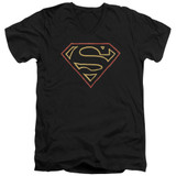 Superman Colored Shield Adult V-Neck T-Shirt Black