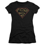 Superman Colored Shield Junior Women's Sheer T-Shirt Black