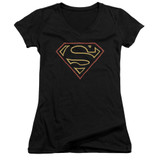Superman Colored Shield Junior Women's V-Neck T-Shirt Black
