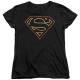 Superman Colored Shield Women's T-Shirt Black