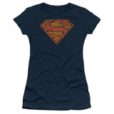 Superman Messy S Junior Women's Sheer T-Shirt Navy