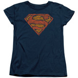 Superman Messy S Women's T-Shirt Navy