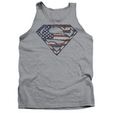 Superman Wartorn Flag Adult Tank Top T-Shirt Athletic Heather