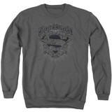 Superman Scrolling Shield Adult Crewneck Sweatshirt Charcoal