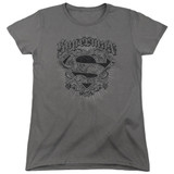 Superman Scrolling Shield Women's T-Shirt Charcoal