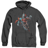 Superman Up In The Sky Adult Heather Hoodie Sweatshirt Black