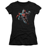 Superman Up In The Sky Junior Women's Sheer T-Shirt Black