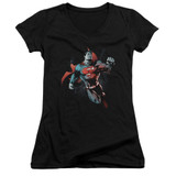 Superman Up In The Sky Junior Women's V-Neck T-Shirt Black