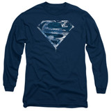 Superman Water Shield Adult Long Sleeve T-Shirt Navy