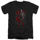 Superman Aftermath Adult V-Neck T-Shirt Black