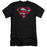 Superman War Torn Shield Adult 30/1 T-Shirt Black