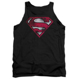 Superman War Torn Shield Adult Tank Top T-Shirt Black