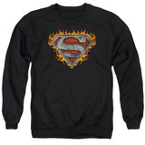 Superman Iron Fire Shield Adult Crewneck Sweatshirt Black